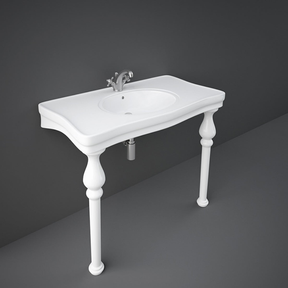 Lavabo consolle RAK serie Washington con troppo pieno e foro rubinetto L 108 cm - Bianco