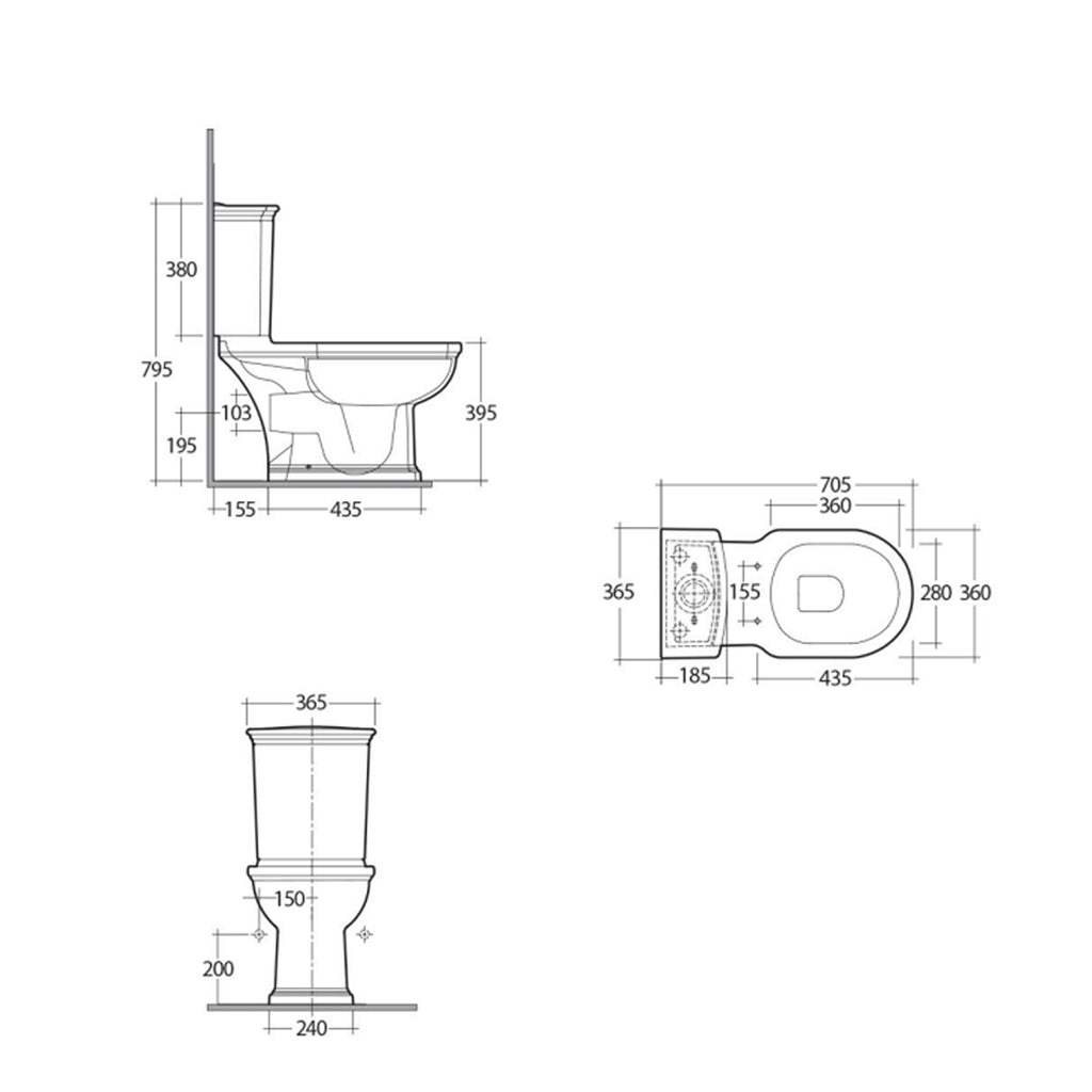 Vaso monoblocco con scarico a parete in porcellana RAK serie Washington 70