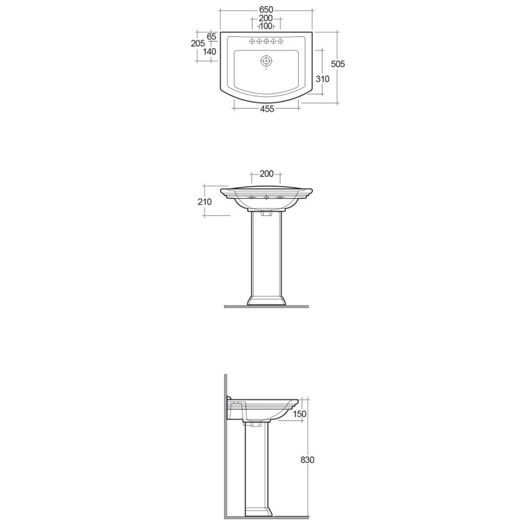 Lavabo RAK serie Washington con troppo pieno L. 65 cm - Bianco