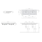 Lavabo doppia vasca ad incasso/sospeso serie Eden di Ceramica Galassia - Bianco lucido 141x46cm