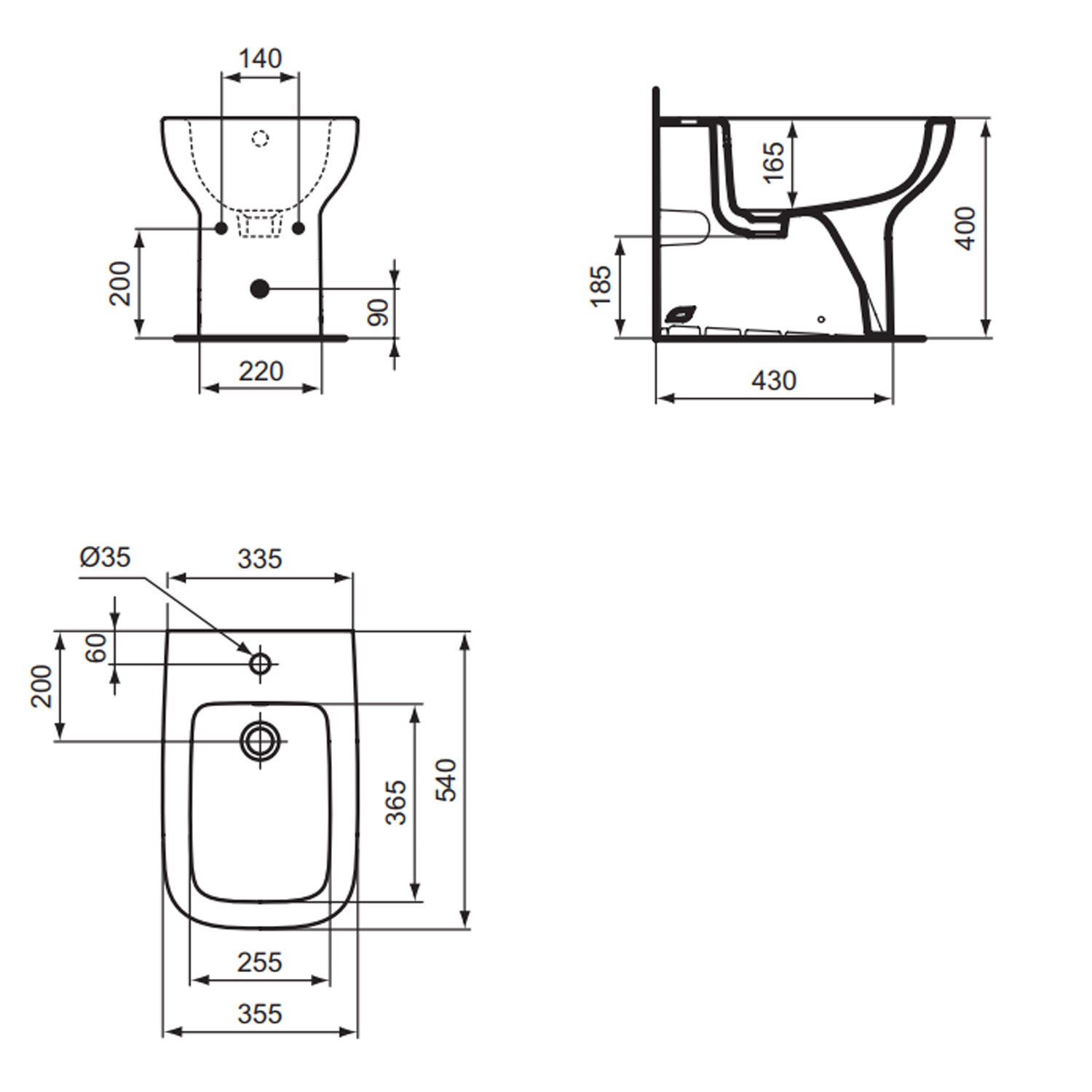 Bidet filomuro universale Ideal Standard modello I.life A 54x35