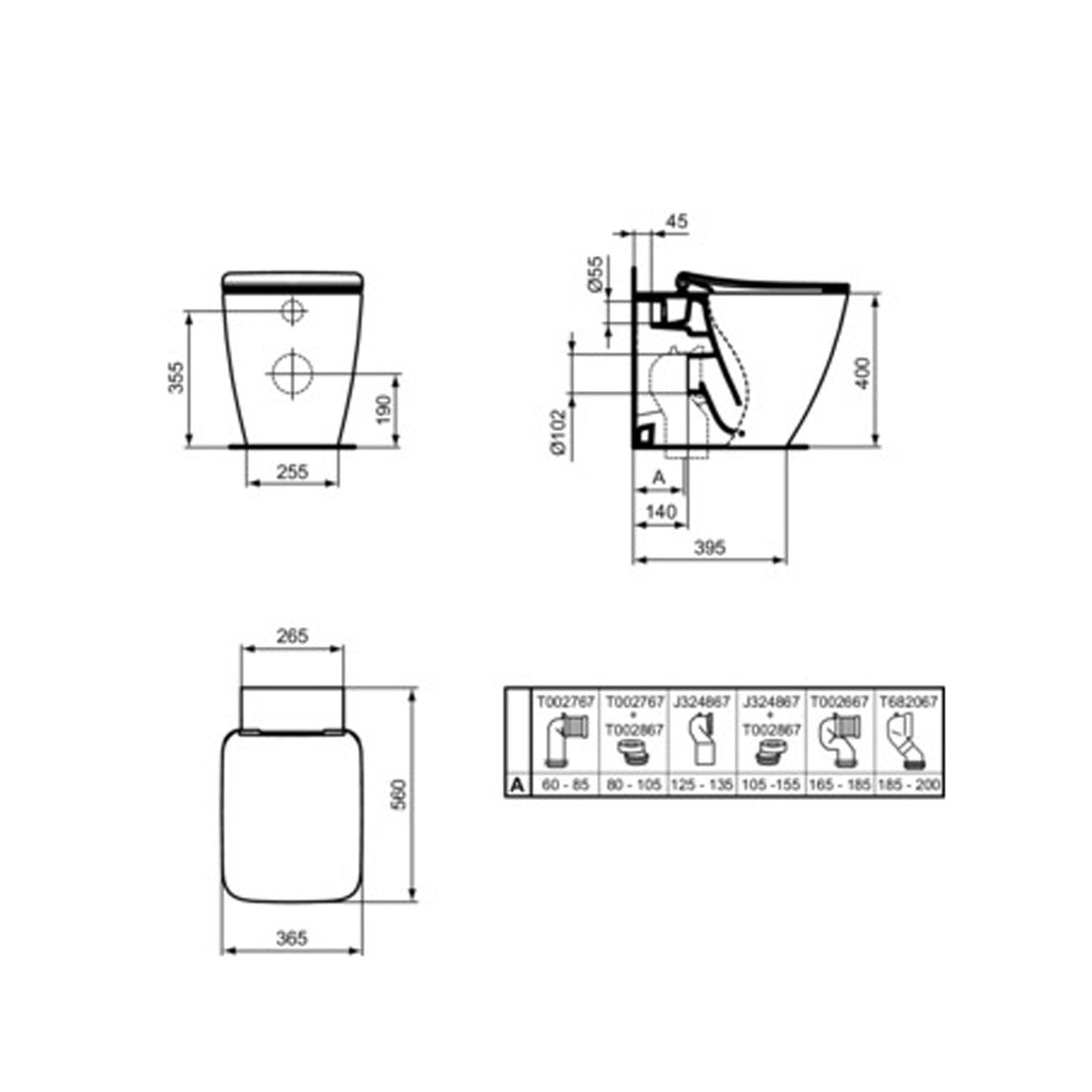 WC filomuro Ideal Standard modello Strada II 56x37 cm con sedile tradizionale