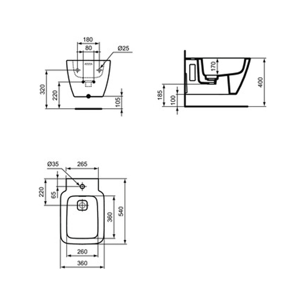 Bidet sospeso Ideal Standard modello Strada II 54x36 cm