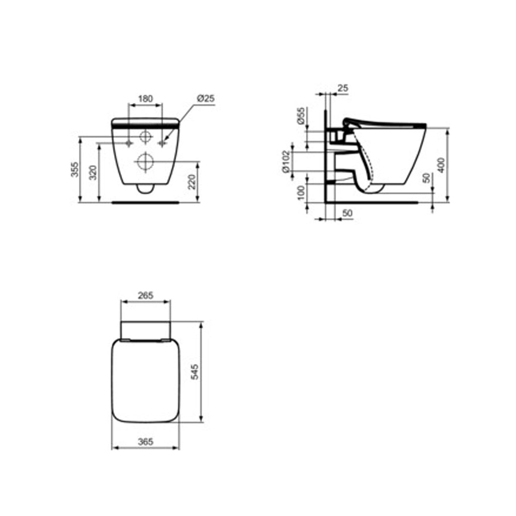 WC sospeso Ideal Standard modello Strada II 54.5x37 cm con sedile tradizionale