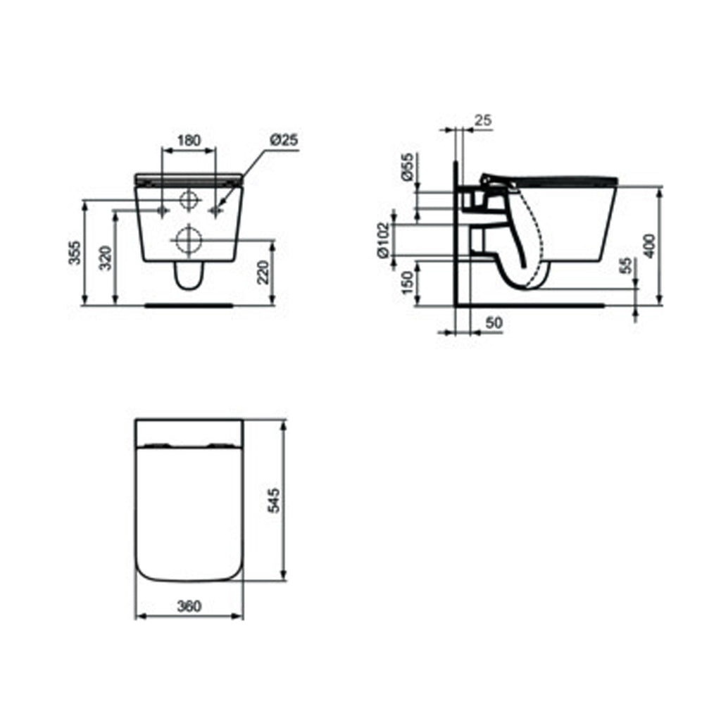WC sospeso Ideal Standard modello Blend Cube 54