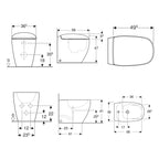 Sanitari filomuro con bidet e wc Rimless a scarico universale e sedile soft close modello Citterio di Geberit cm 56