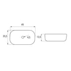 Lavabo da appoggio Slim ovale BathCore serie Viva 49x35