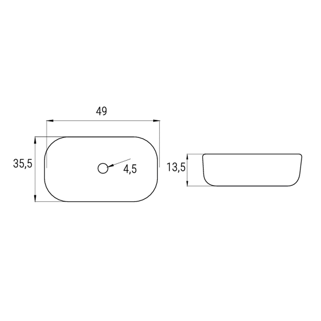 Lavabo da appoggio Slim ovale BathCore serie Viva 49x35