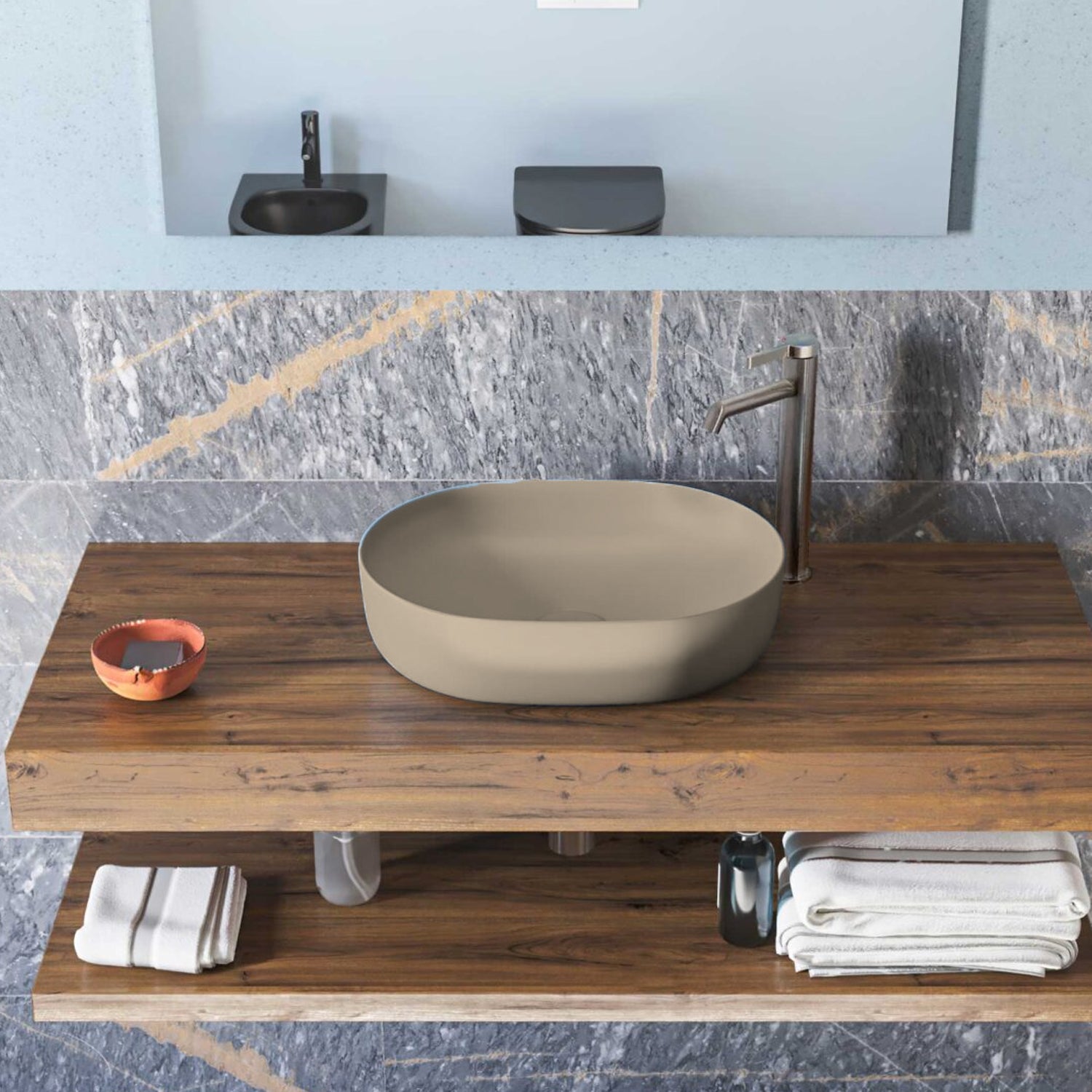 Lavabo da appoggio Slim ovale BathCore serie Viva 49x35