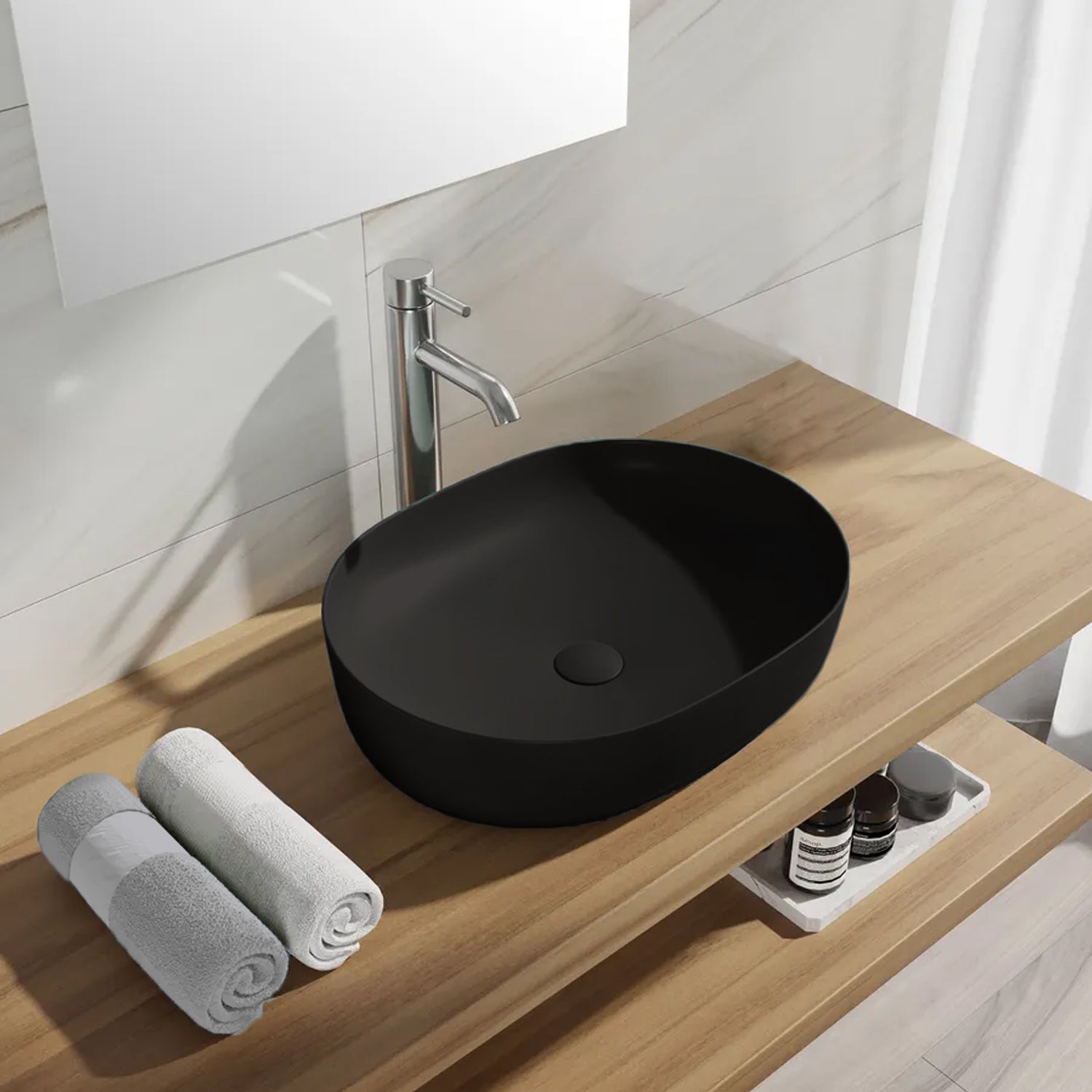 Lavabo da appoggio Slim ovale BathCore serie Viva 49x35
