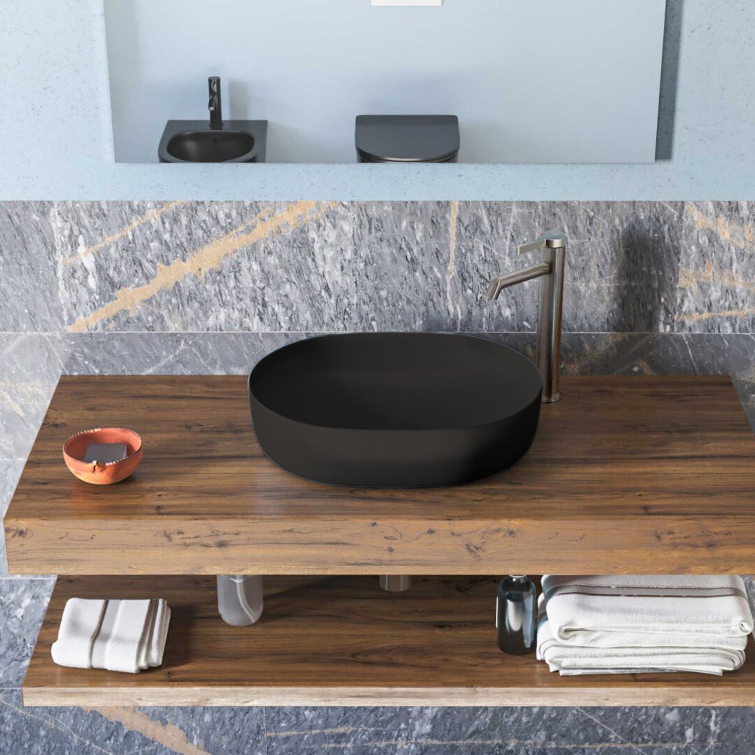 Lavabo da appoggio Slim ovale BathCore serie Viva 49x35