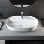 Lavabo da appoggio ovale in ceramica bianco lucido serie DRV cm 50