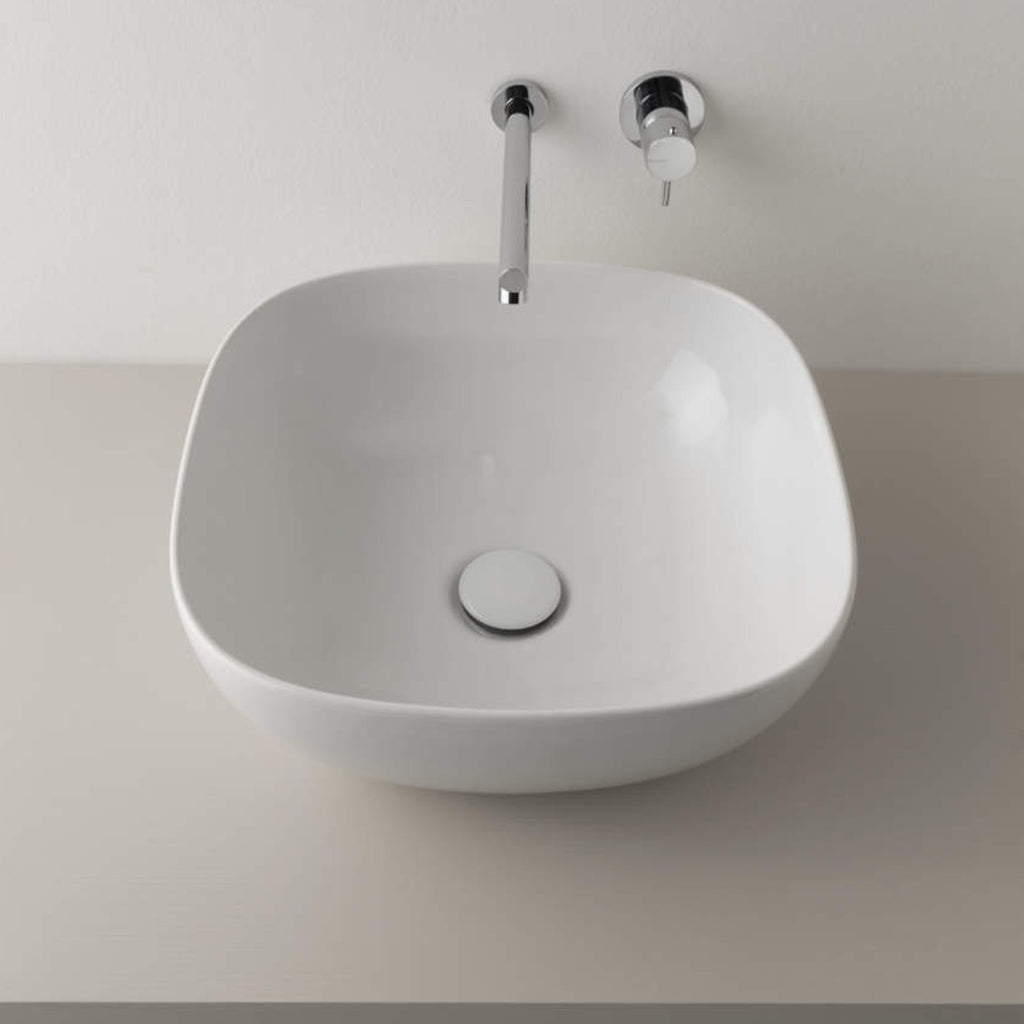 Lavabo d'appoggio Ceramica Globo T-Edge bianco opaco 38x38 h.16 cm