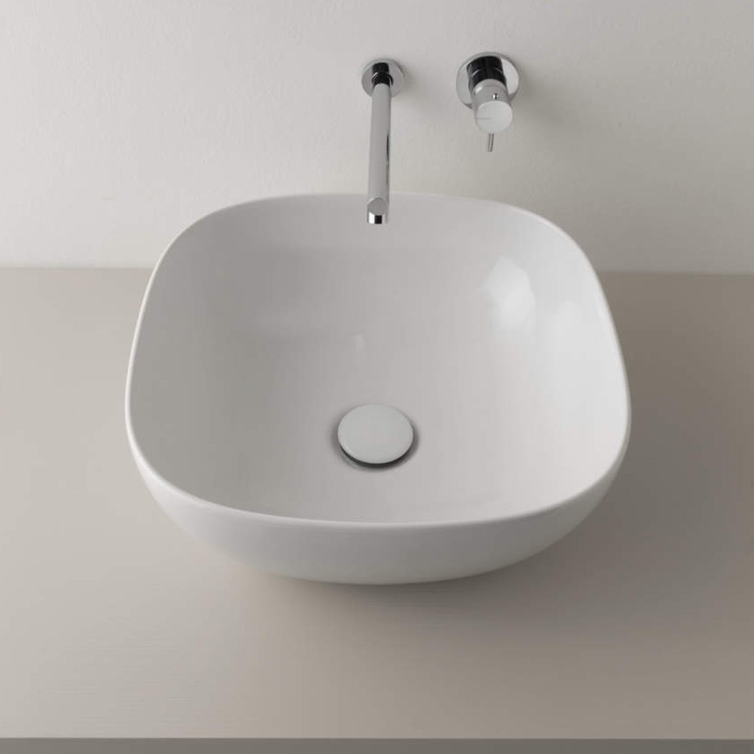 Lavabo d'appoggio Ceramica Globo T-Edge bianco opaco 38x38 h.16 cm