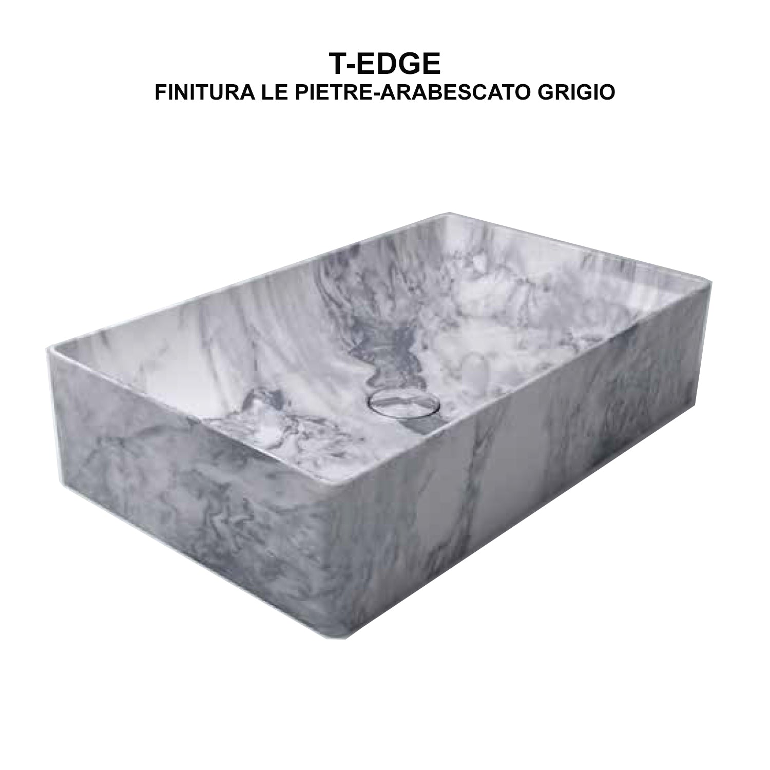 Lavabo d'appoggio arabescato grigio Ceramica Globo Le Pietre 61x37 h.14 cm