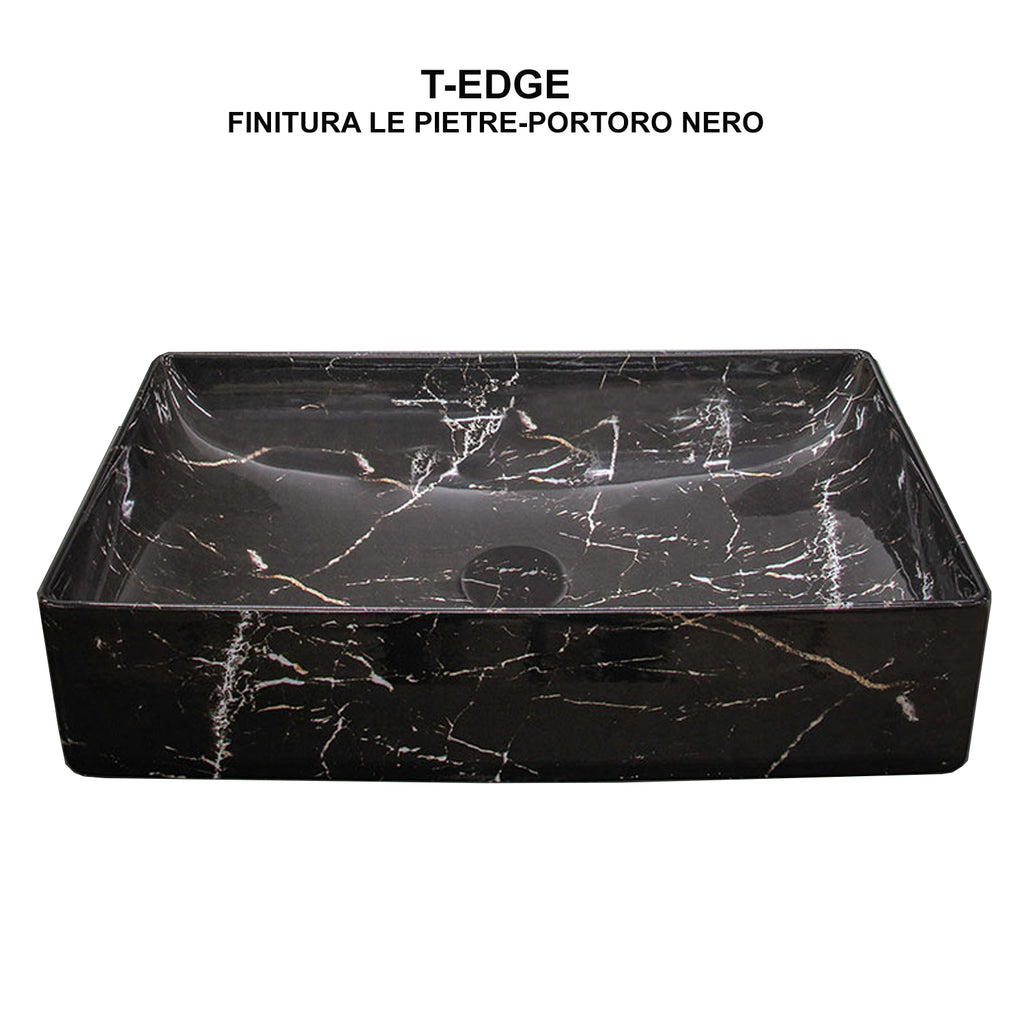 Lavabo d'appoggio portoro nero Ceramica Globo Le Pietre 61x37 h.14 cm