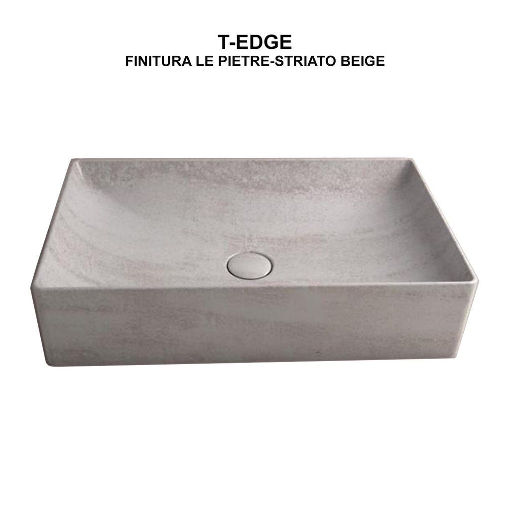 Lavabo d'appoggio striato beige Ceramica Globo Le Pietre 61x37 h.14 cm