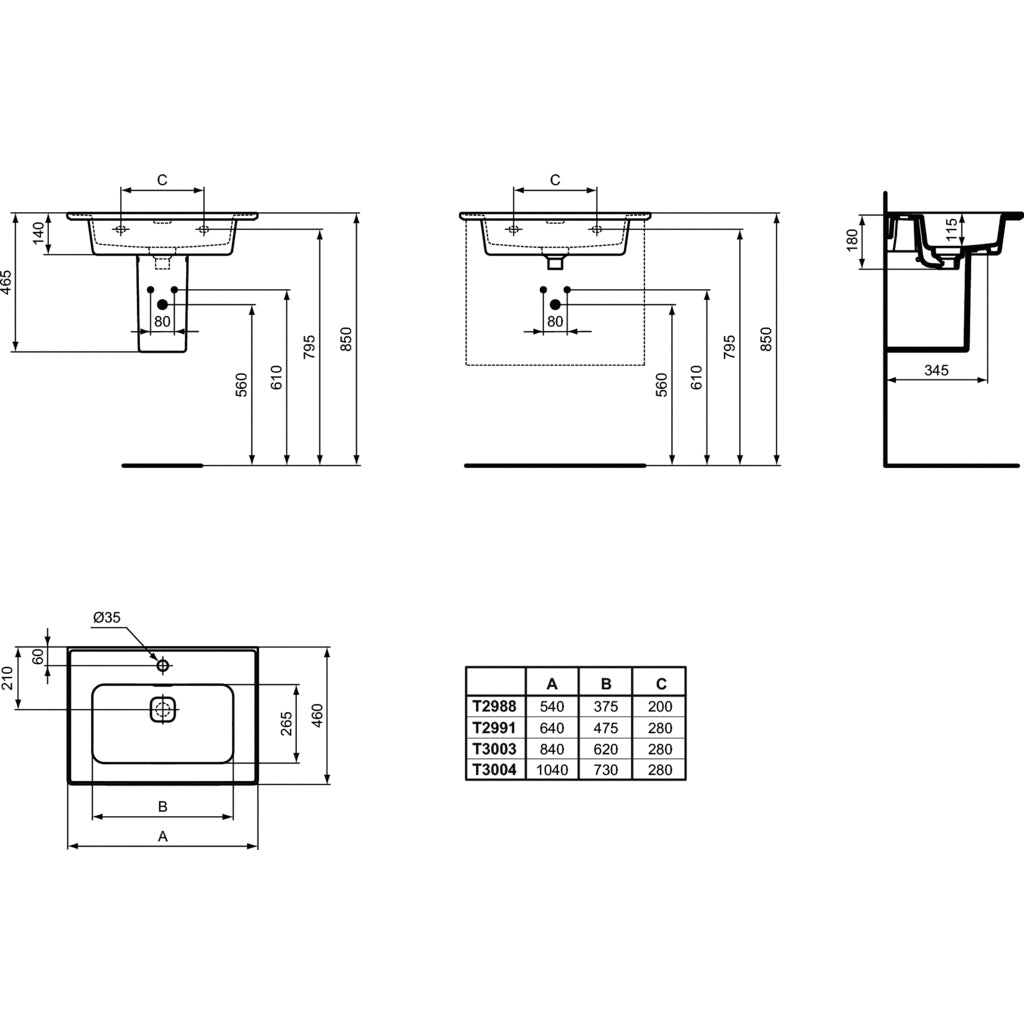 Lavabo sospeso da 60 cm Ideal Standard Strada II copripiletta in ceramica inclusa