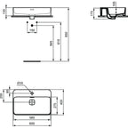 Lavabo d'appoggio 60x40 Ideal Standard Strada II con foro rubinetto