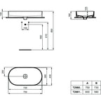 Lavabo d'appoggio 75x40 Ideal Standard Strada II senza foro rubinetto e troppopieno