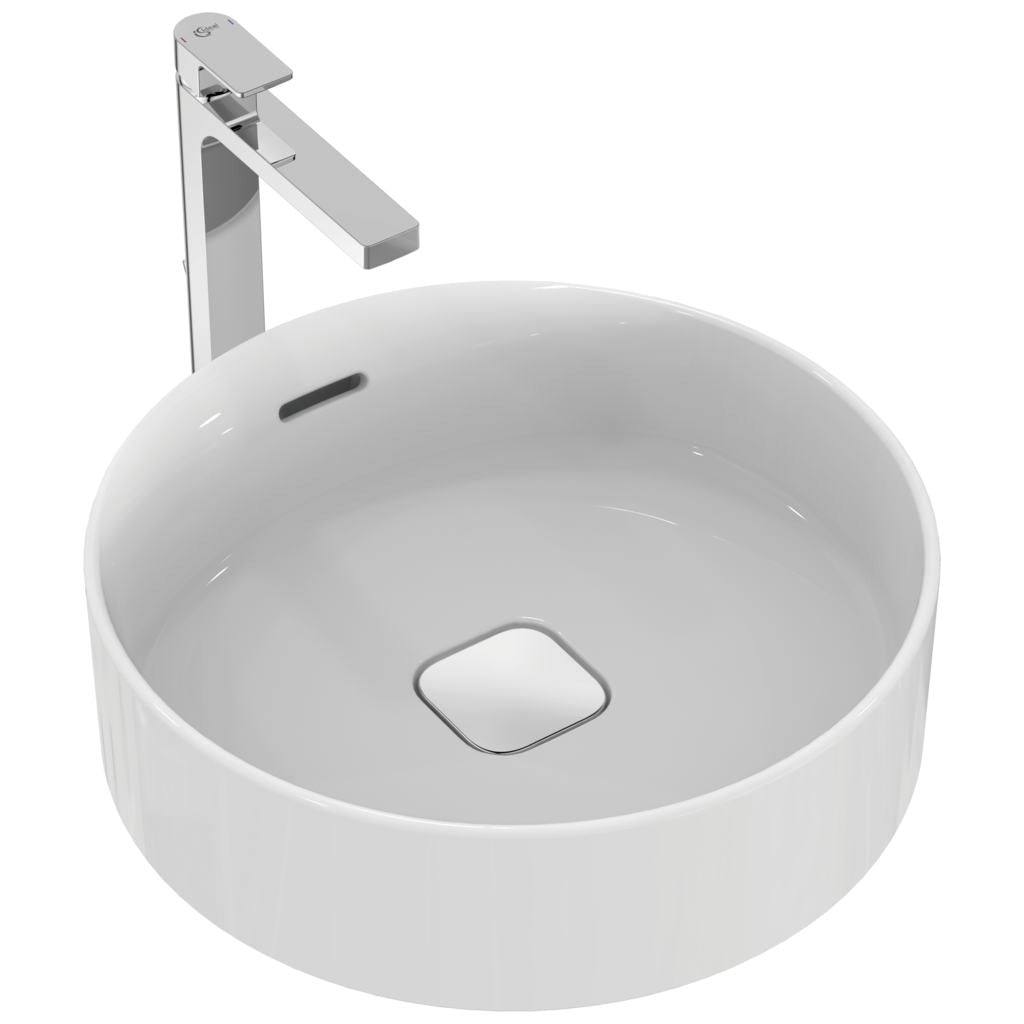 Lavabo d'appoggio 45x45 Ideal Standard Strada II con troppopieno e senza foro rubinetto