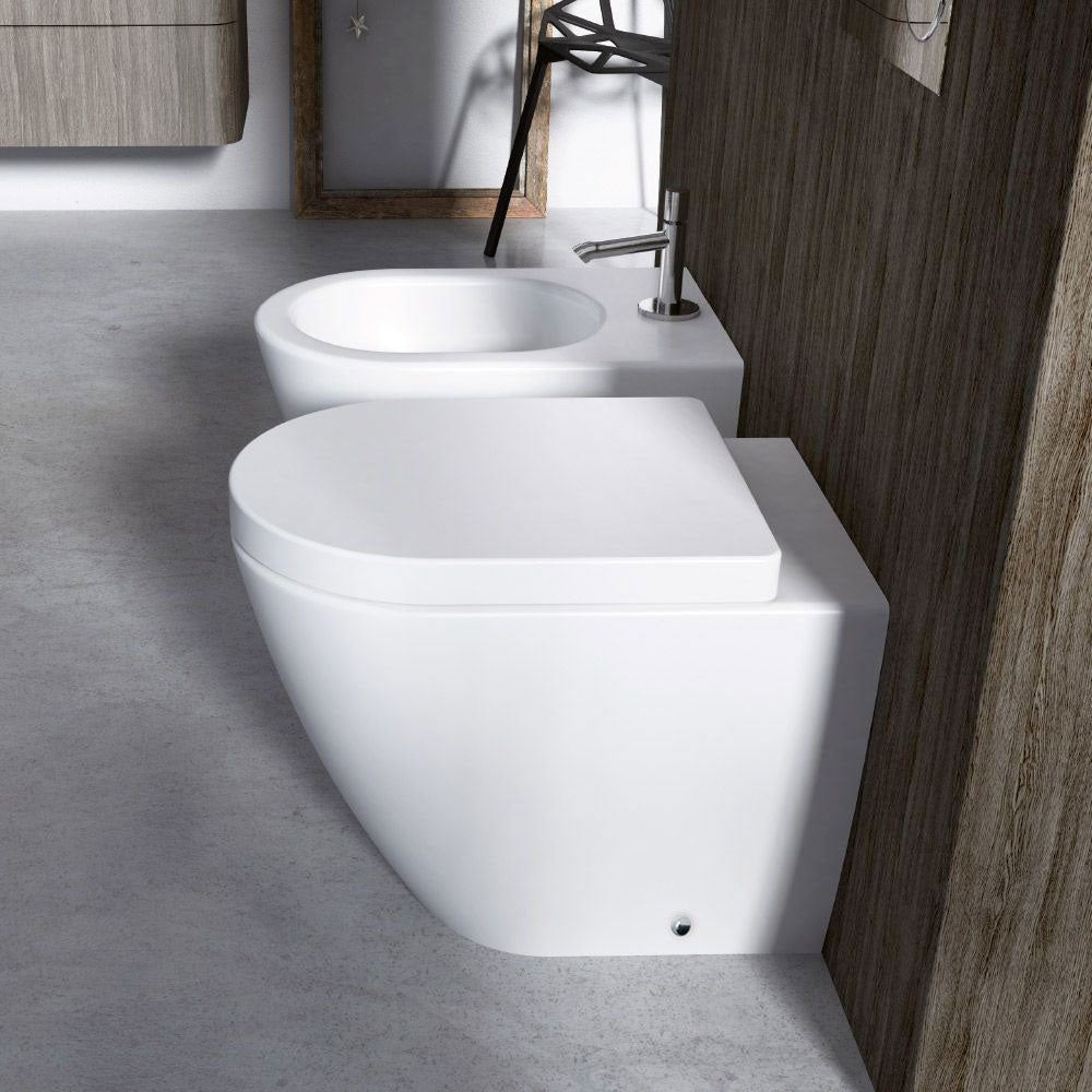 Sanitari filoparete Althea Cover in ceramica con sedile - Bianco Opaco