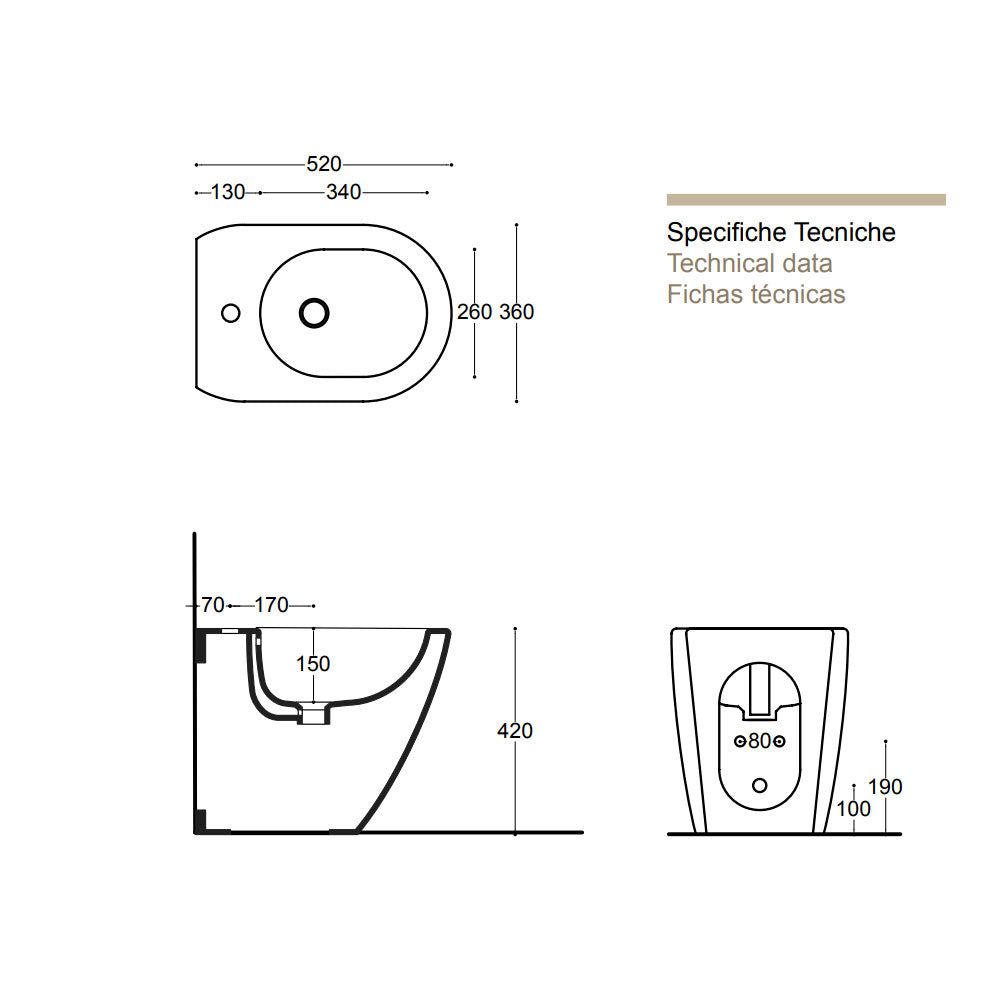 Sanitari filoparete Althea Cover in ceramica con sedile - Bianco Opaco