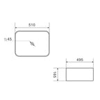 Lavabo da appoggio in ceramica bianca 51X49 con bordo sottile