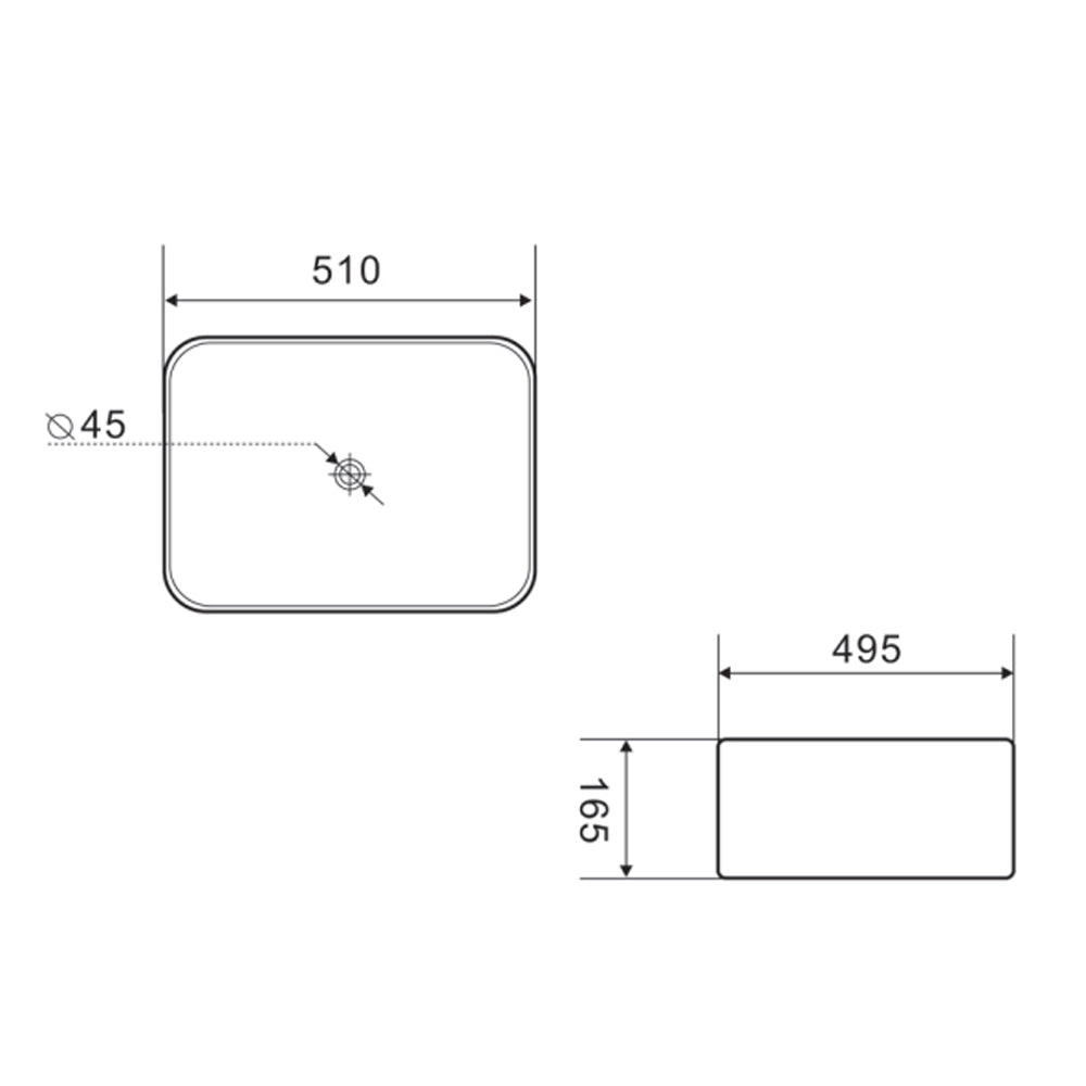 Lavabo da appoggio in ceramica bianca 51X49 con bordo sottile