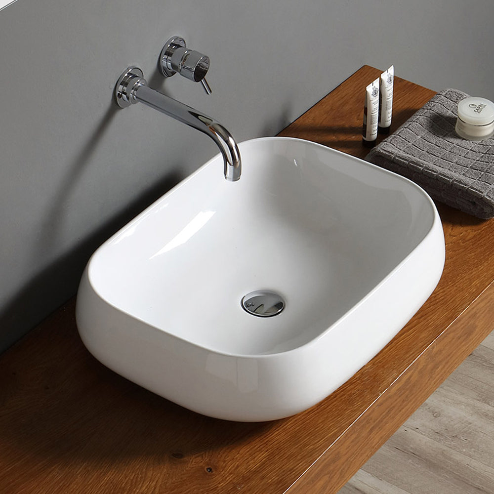 Lavabo da appoggio in ceramica bianca cm 57x44