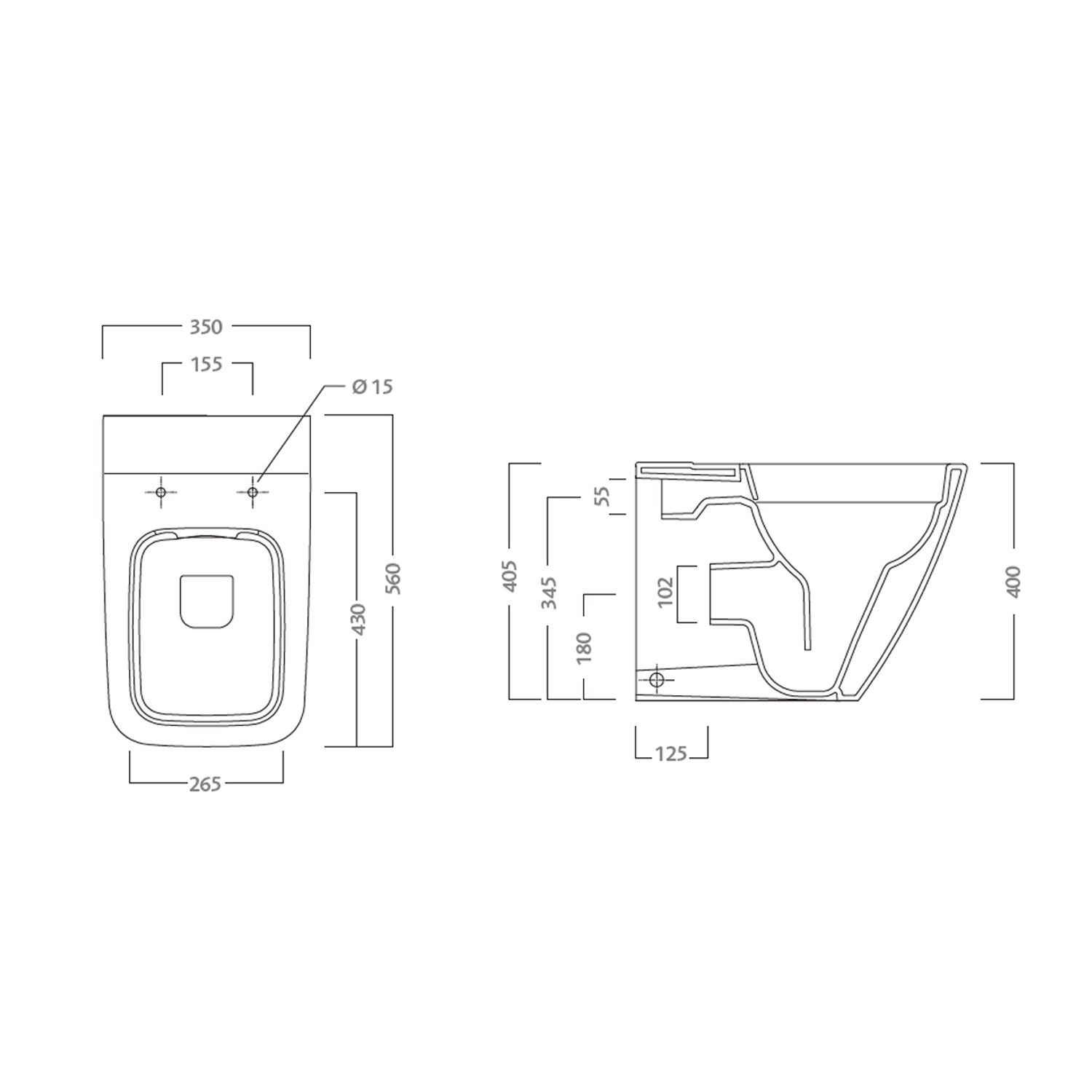 Vaso filomuro Rimless con scarico universale e sedile soft close modello Metrica- Pozzi Ginori