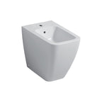 Sanitari filomuro con bidet e wc Rimless a scarico universale e sedile soft close modello Metrica Pozzi Ginori cm 56