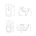 Sanitari filomuro con bidet e wc Rimless a scarico universale e sedile soft close modello Metrica Pozzi Ginori cm 56