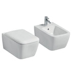 Sanitari sospesi bidet e wc Rimless con sedile tradizionale modello Metrica Pozzi Ginori cm 54