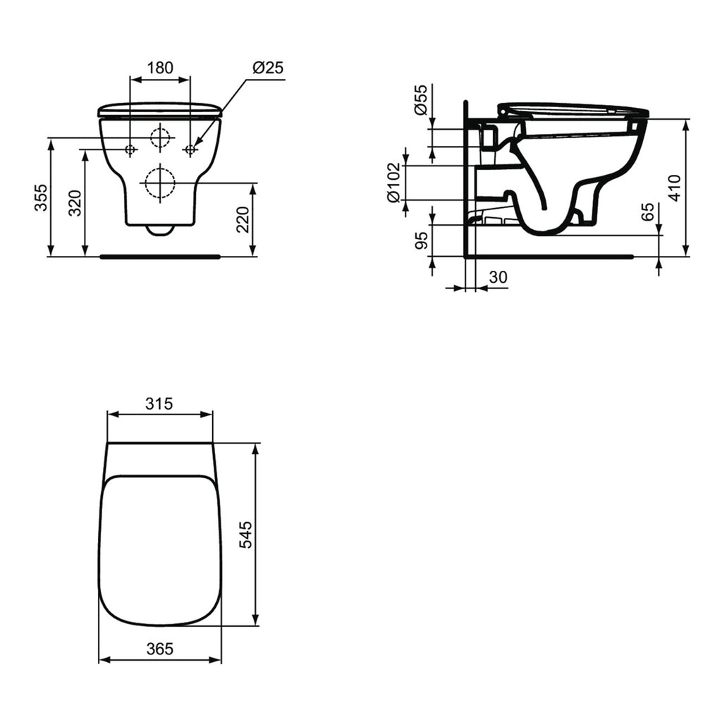 Vaso sospeso con sedile slim a chiusura rallentata modello Esedra Ideal Standard