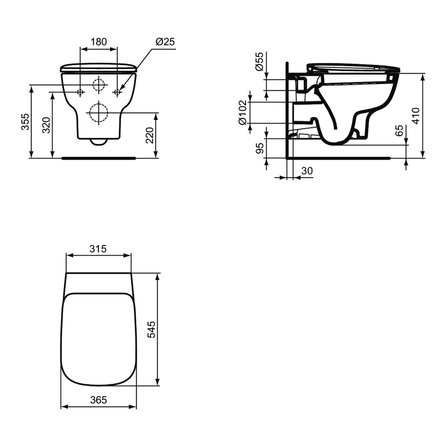 Vaso sospeso con sedile slim a chiusura rallentata modello Esedra Ideal Standard