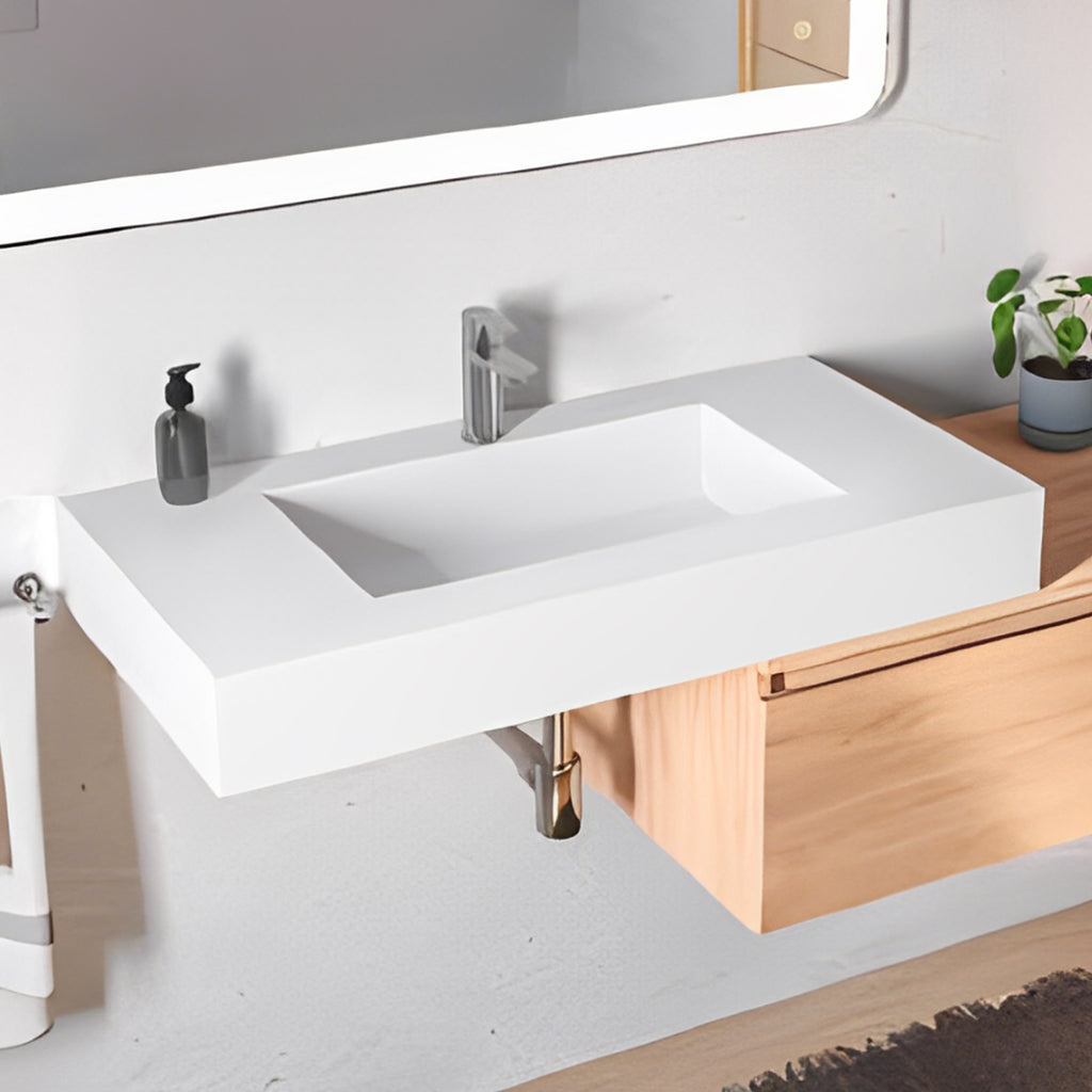 Lavabo a muro con vasca centrale L90 x P51