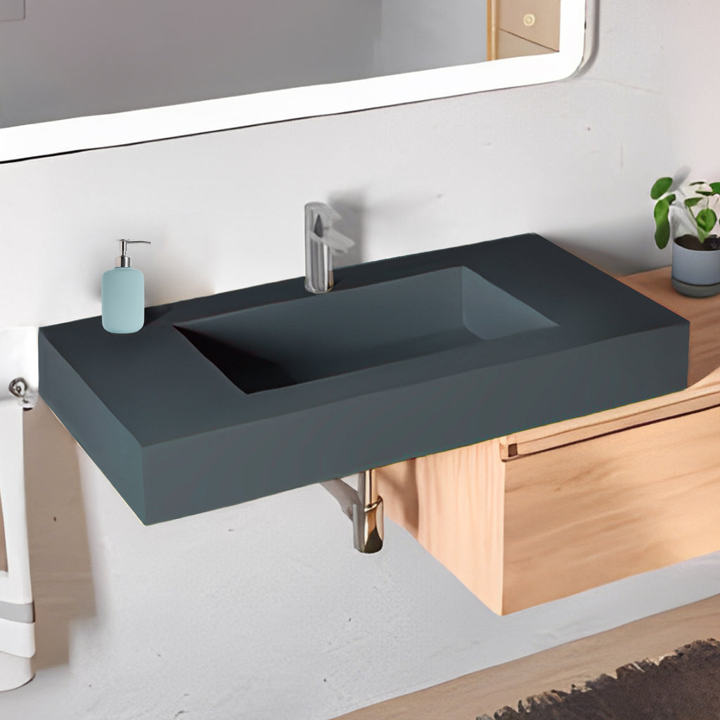 Lavabo a muro con vasca centrale L90 x P51