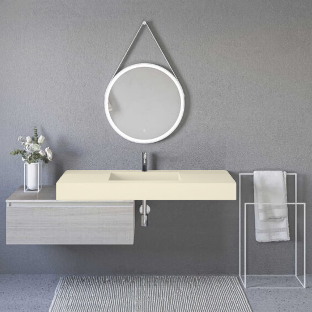 Lavabo a muro con vasca centrale L120 x P51