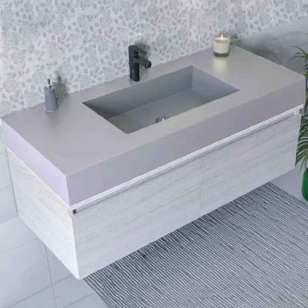 Lavabo a muro con vasca centrale L100 x P51