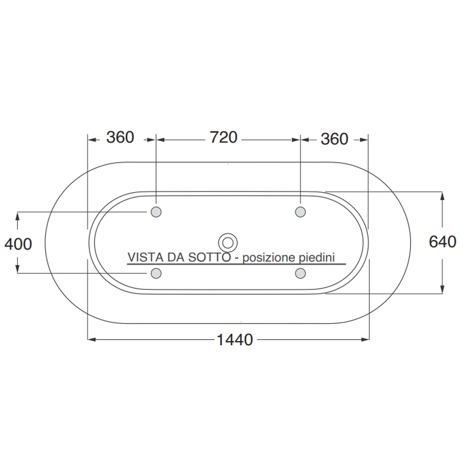 Vasca da bagno Azzurra serie Forma 180x80x60 cm - Bianco lucido