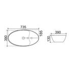 Lavabo da appoggio bianco con troppo pieno 73.5x39 H.13 cm