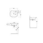 Lavabo sospeso Sensation in ceramica bianca lunghezza 55 cm