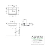 Lavabo sospeso/da appoggio 55 cm Azzurra Charme stile classico ceramica monoforo