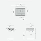 Lavabo lavatrucco monoforo Domus Falerii bianco lucido 60x46 cm con vasca a sinistra