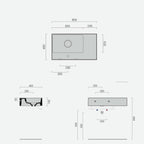 Lavabo lavatrucco Domus Falerii bianco lucido 80x46 cm con vasca a destra