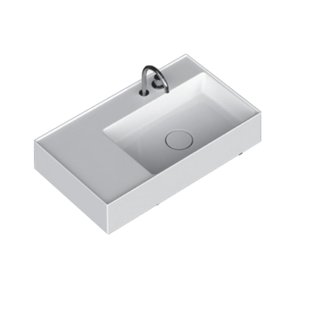 Lavabo lavatrucco Domus Falerii bianco lucido 80x46 cm con vasca a destra