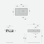 Lavabo lavatrucco Domus Falerii bianco lucido 80x46 cm con vasca a sinistra