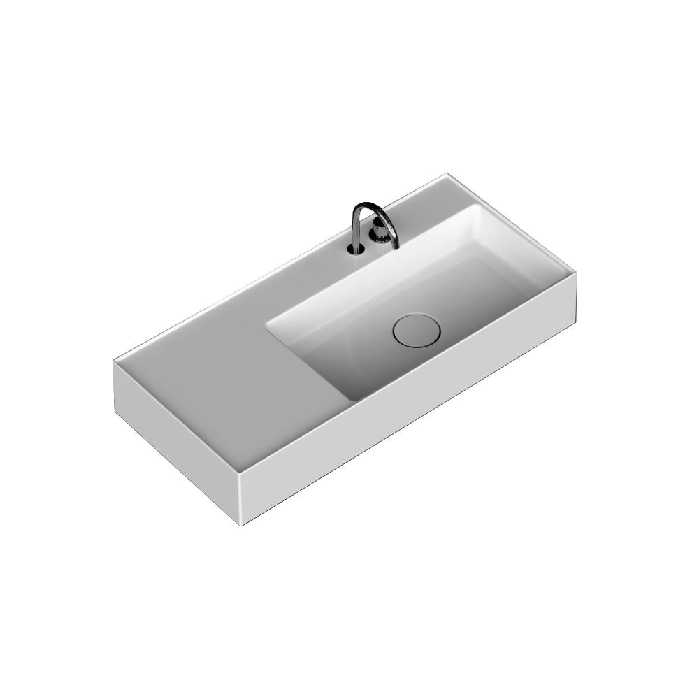 Lavabo lavatrucco vasca a destra Domus Falerii 100x46 cm installazione sospesa o da appoggio