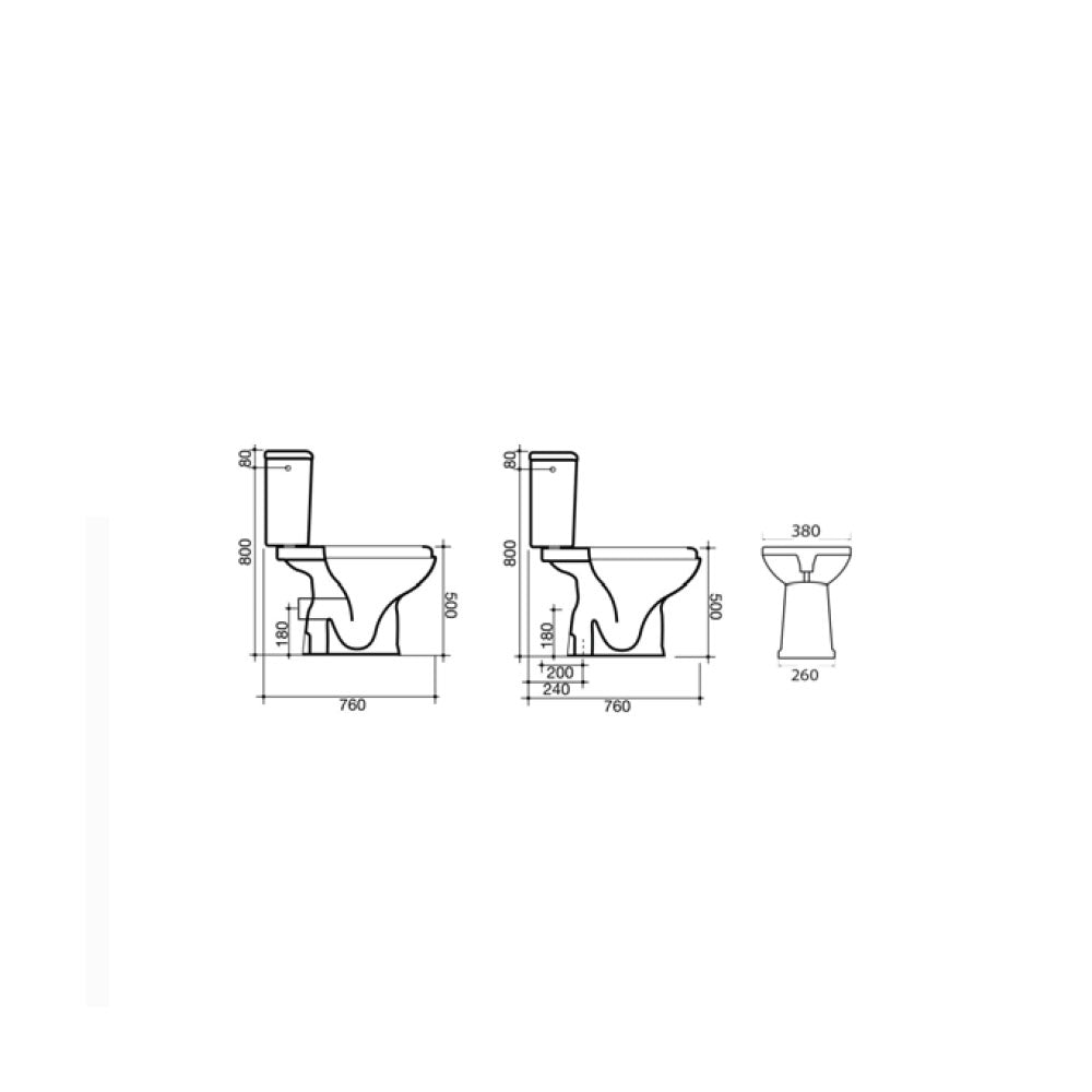 Vaso e cassetta monoblocco in ceramica bianca scarico a pavimento ideale per persone con disabilitÃ 